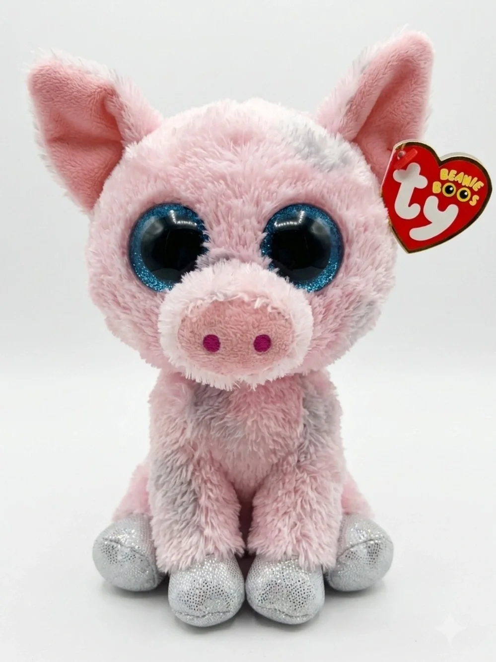TY Pink Pig Plush with Sparkling Blue Eyes
